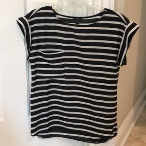 Ann Taylor Navy & white stripe blouse.